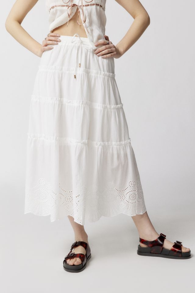 MINKPINK Starling Eyelet Tiered Midi Skirt #1