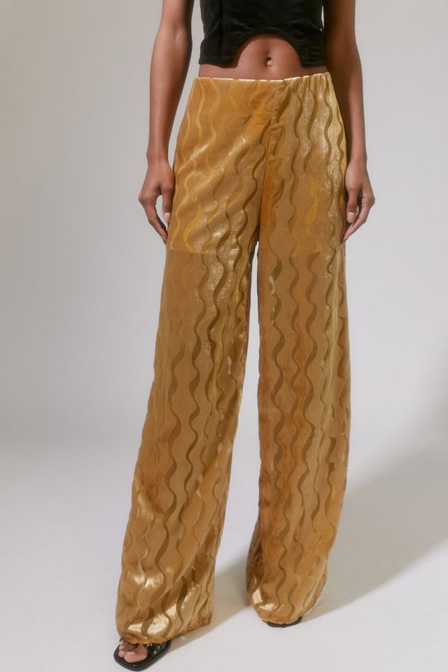 Urban Renewal Parties Remnants Nell Wavy Velvet Wide Leg Pant #1