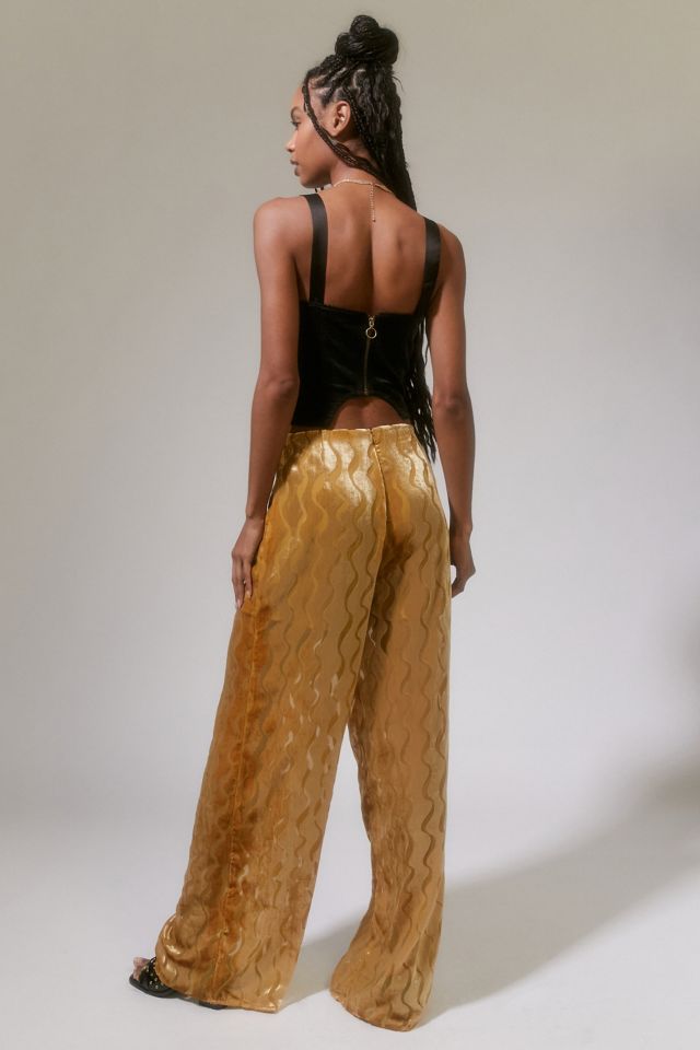 Urban Renewal Parties Remnants Nell Wavy Velvet Wide Leg Pant #2