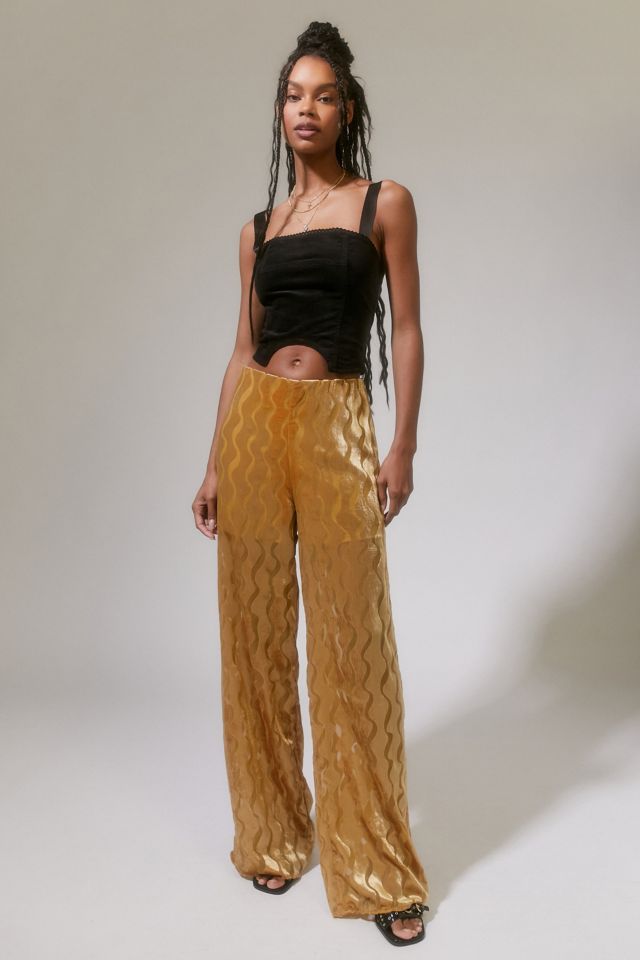 Urban Renewal Parties Remnants Nell Wavy Velvet Wide Leg Pant #4