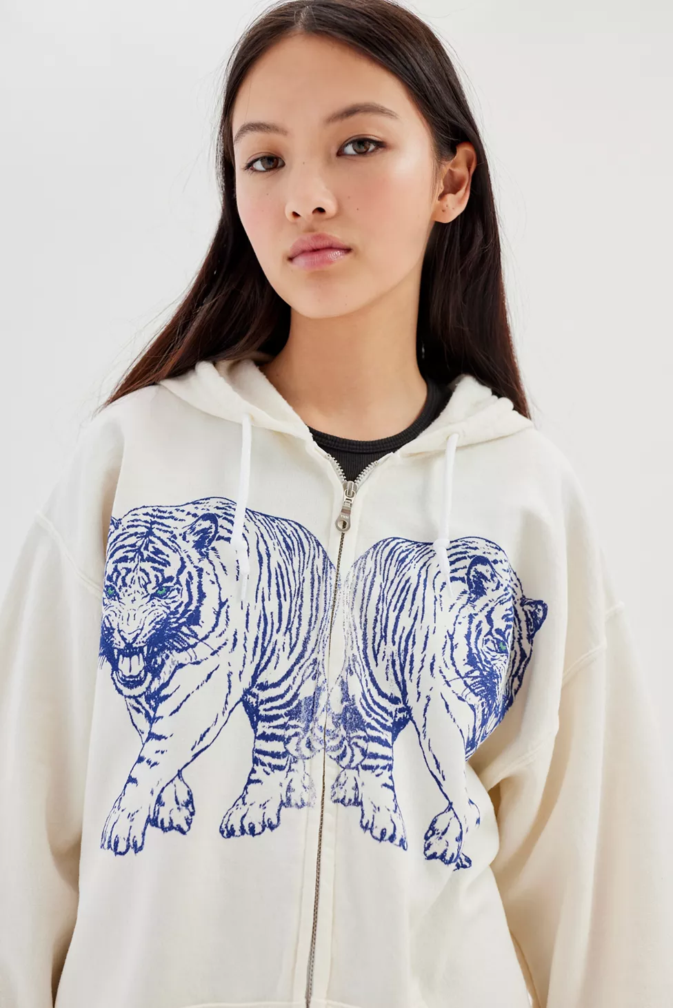 UB Project Social T Tiger Zip-Up Hoodie Sweatshirt