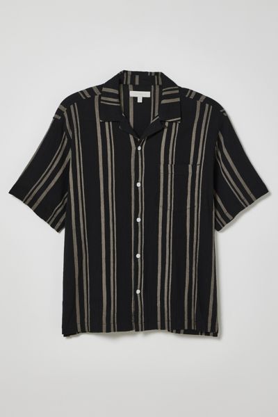 Standard Cloth Liam Stripe Crinkle Shirt In Black