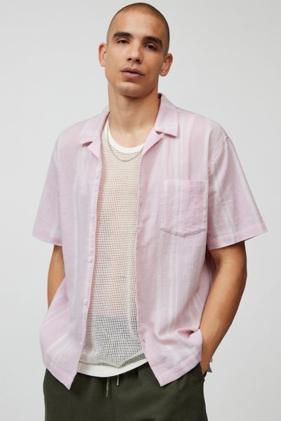 Standard Cloth Liam Stripe Crinkle Shirt In Lilac