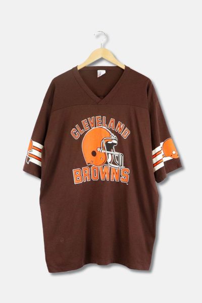 Vintage 80s Cleveland Browns Varsity V-Neck T-Shirt small Logo-7  Single-Stitch