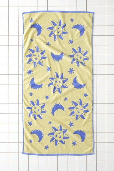 Baggu Reversible Bath Towel In Sun/moons At Urban Outfitters In Blue