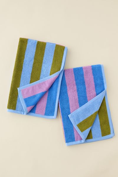 Baggu Reversible Hand Towel Set In Cabana Stripe Mix At Urban Outfitters