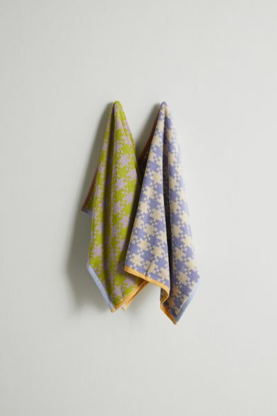 Baggu Reversible Hand Towel Set In Blue Multi