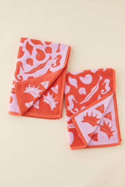 Baggu Reversible Hand Towel Set In Sea Shells At Urban Outfitters