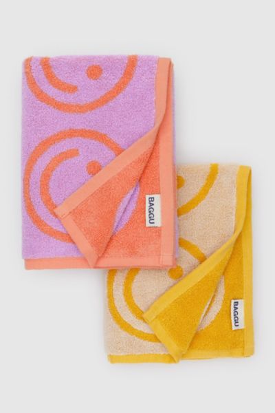 Baggu Reversible Hand Towel Set In Yellow Multi