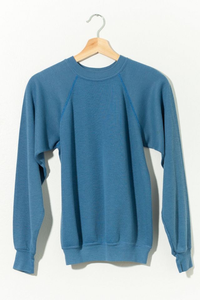 Vintage 1980s Distressed Blue Raglan Crewneck Sweatshirt | Urban Outfitters