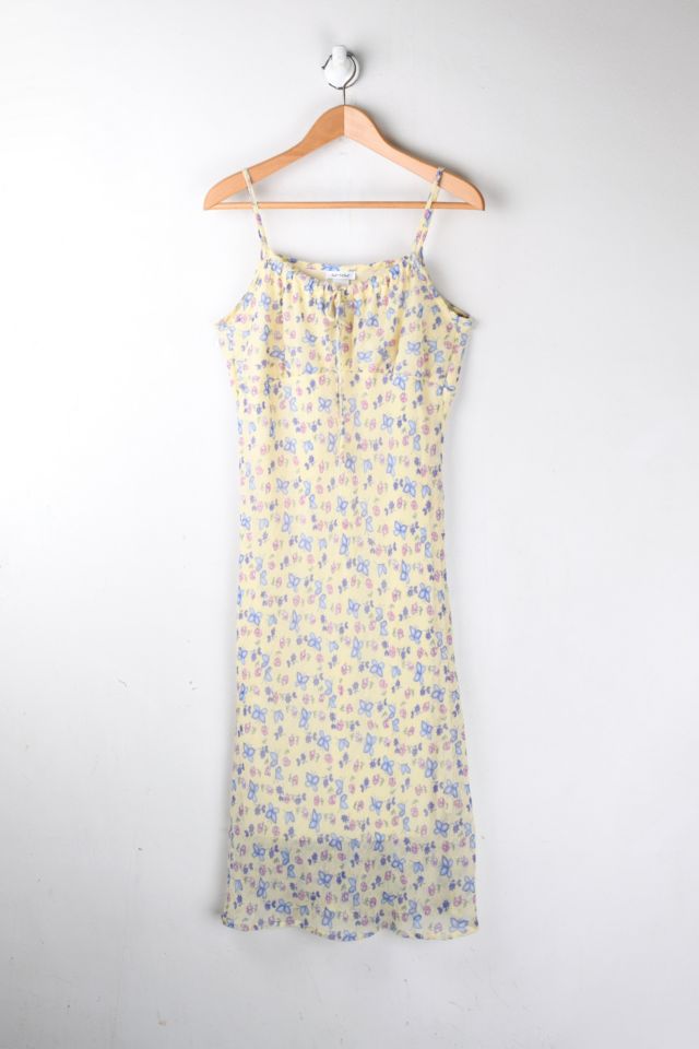 Vintage Y2k Light Yellow Floral Butterfly Dress | Urban Outfitters