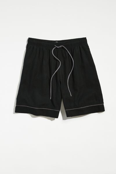 Standard Cloth Linen Basketball Short In Black
