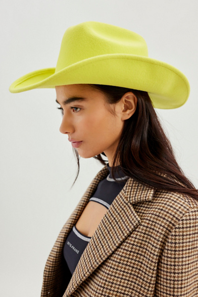 Urban Outfitters Cassidy Brushed Wool Cowboy Hat In Lime  display picture 1
