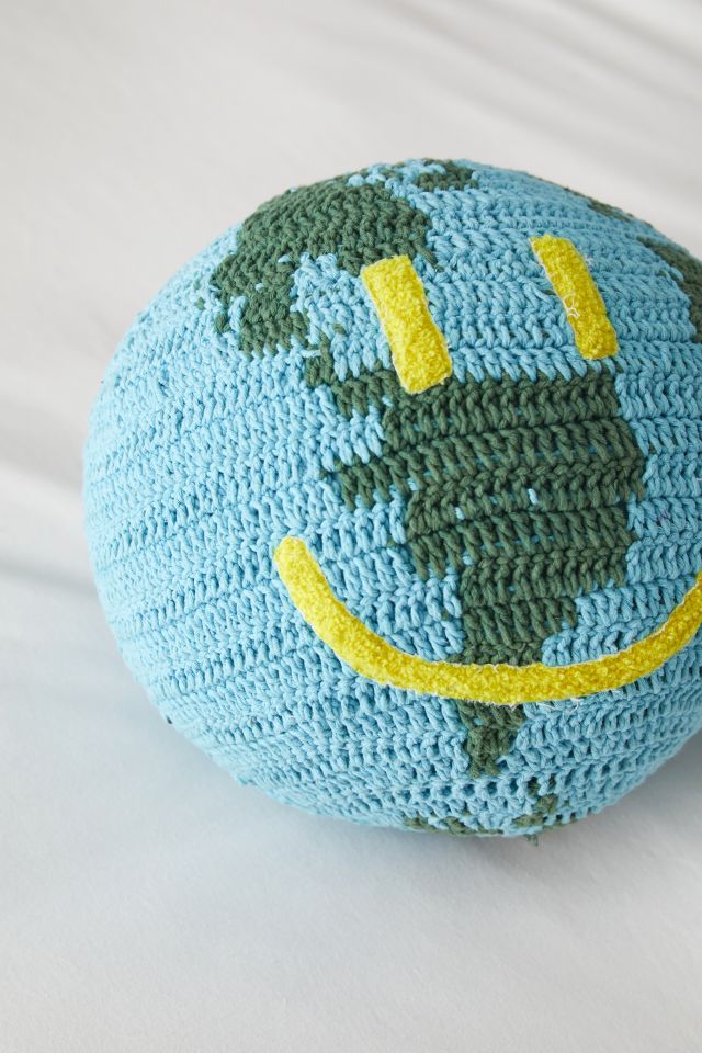 Earth Crochet Ball Throw Pillow #2