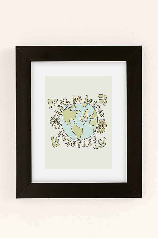 Urban Outfitters Surfy Birdy Let's Be Better Together Art Print In Black Matte Frame At
