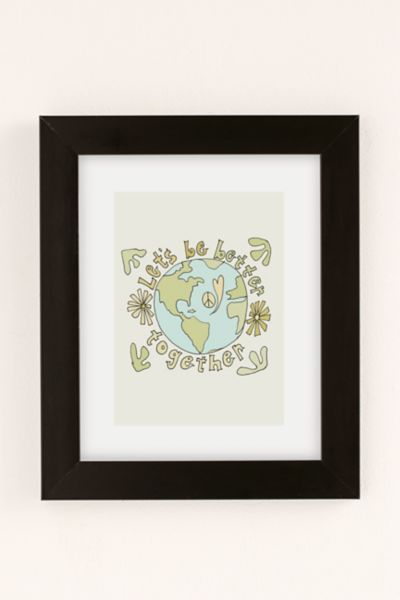 Urban Outfitters Surfy Birdy Let's Be Better Together Art Print In Modern Black At