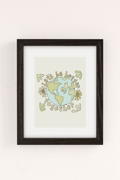 Urban Outfitters Surfy Birdy Let's Be Better Together Art Print In Black Wood Frame At