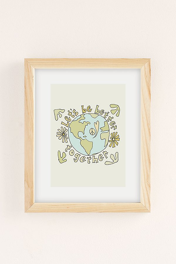 Urban Outfitters Surfy Birdy Let's Be Better Together Art Print In Natural Wood Frame At