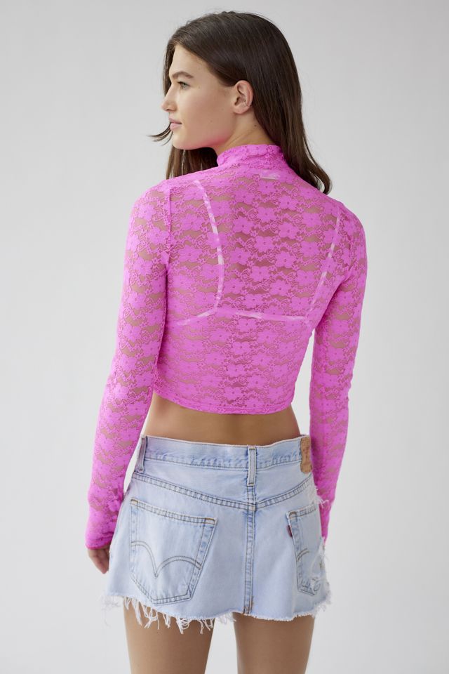 Urban Renewal Parties Remnants Theodora Lace Mock Neck Top #1