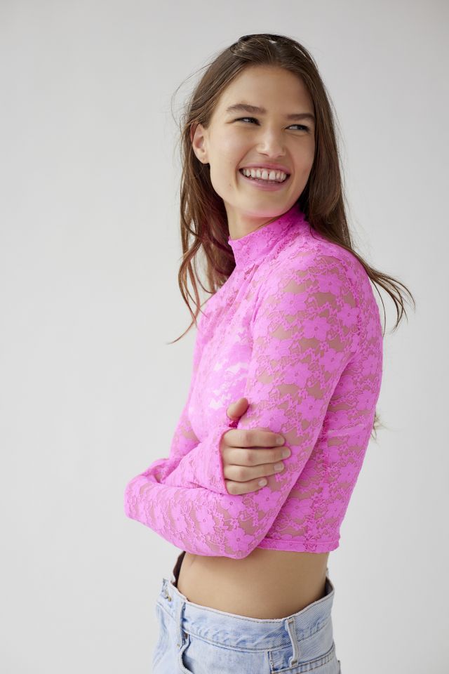 Urban Renewal Parties Remnants Theodora Lace Mock Neck Top #3