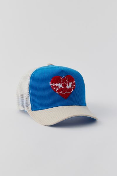 Shop Boys Lie Corduroy Trucker Hat In Blue/white, Women's At Urban Outfitters