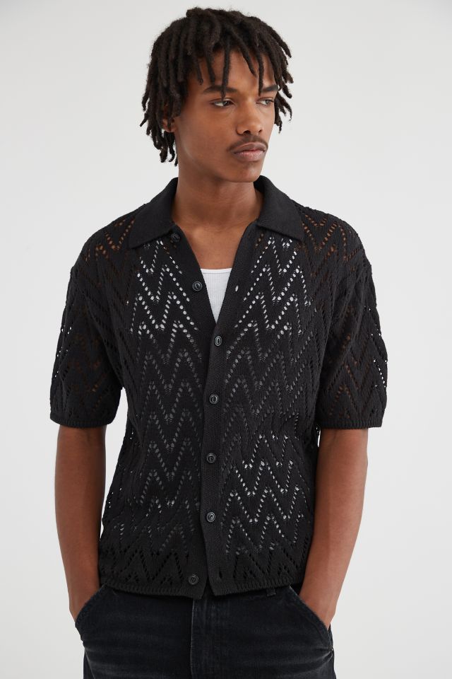 BDG Define Polo Short Sleeve Button-Down Sweater | Urban Outfitters