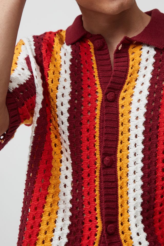 Native Youth Stripe Crochet Button-Down Shirt #2
