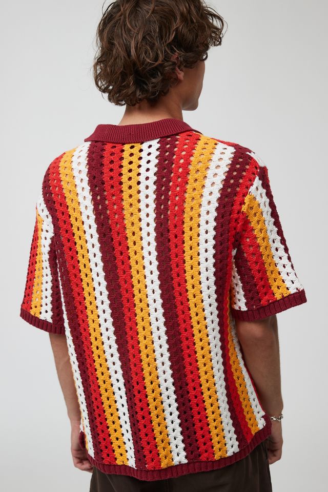 Native Youth Stripe Crochet Button-Down Shirt #3