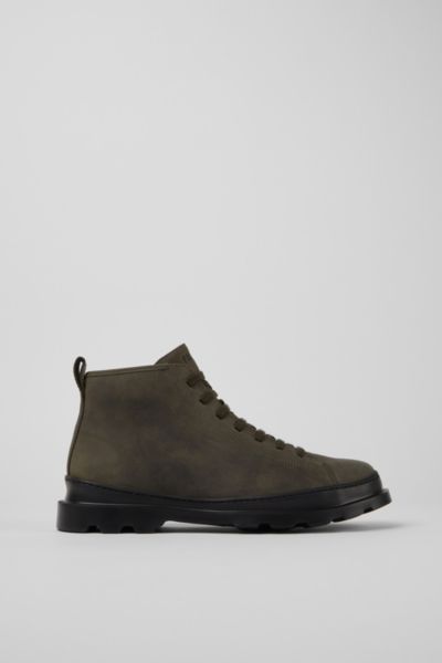 Shop Camper Brutus Lace-up Leather Boots In Dark Green Nubuck, Men's At Urban Outfitters