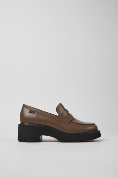 CAMPER MILAH LEATHER HEELED LOAFER SHOES