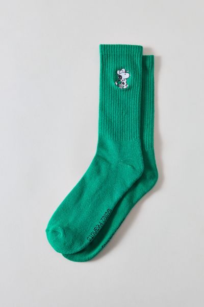 Urban Outfitters Snoopy Golf Crew Sock In Green, Men's At