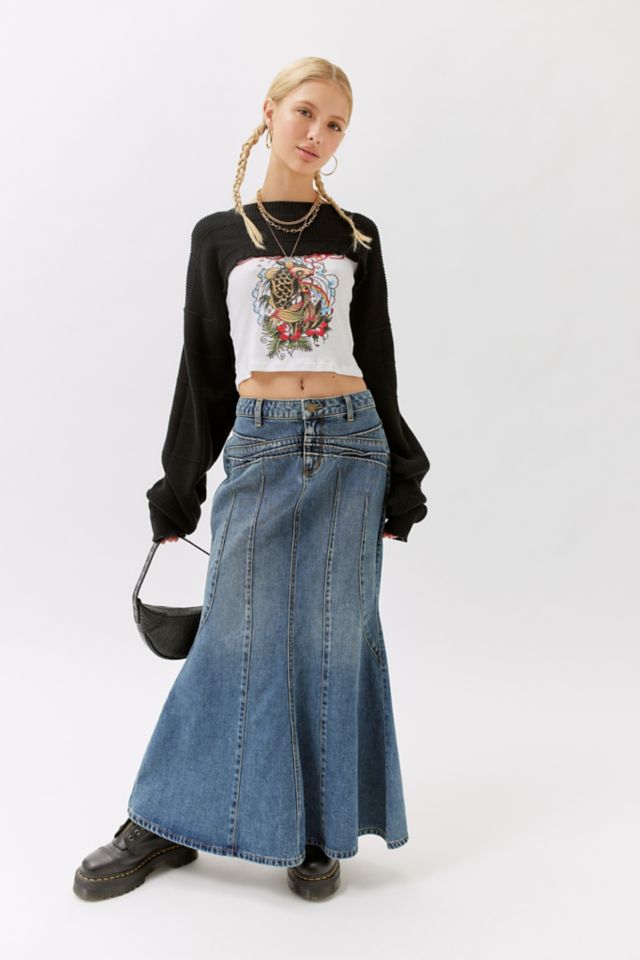 High waisted jean on sale skirt urban outfitters