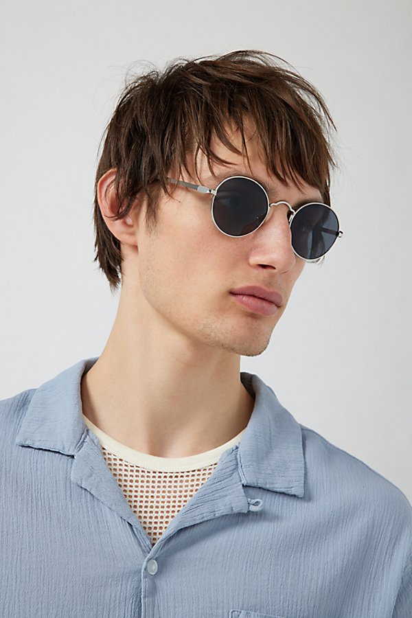Urban Outfitters Waverly Round Metal Sunglasses In Silver, Men's At