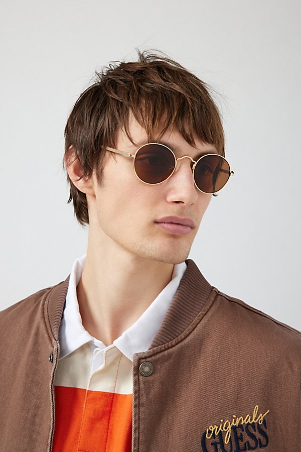 Urban Outfitters Waverly Round Metal Sunglasses In Gold, Men's At
