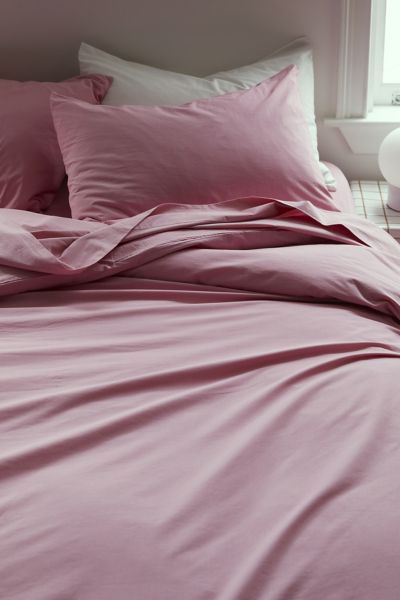 Urban Outfitters Breezy Cotton Percale Duvet Set In Pink