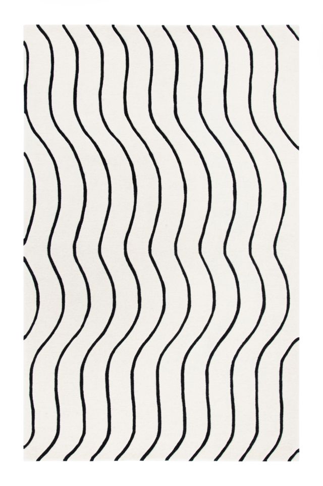 Ivory Geometric Hand Tufted Round Wool & Silk Rug, 47"