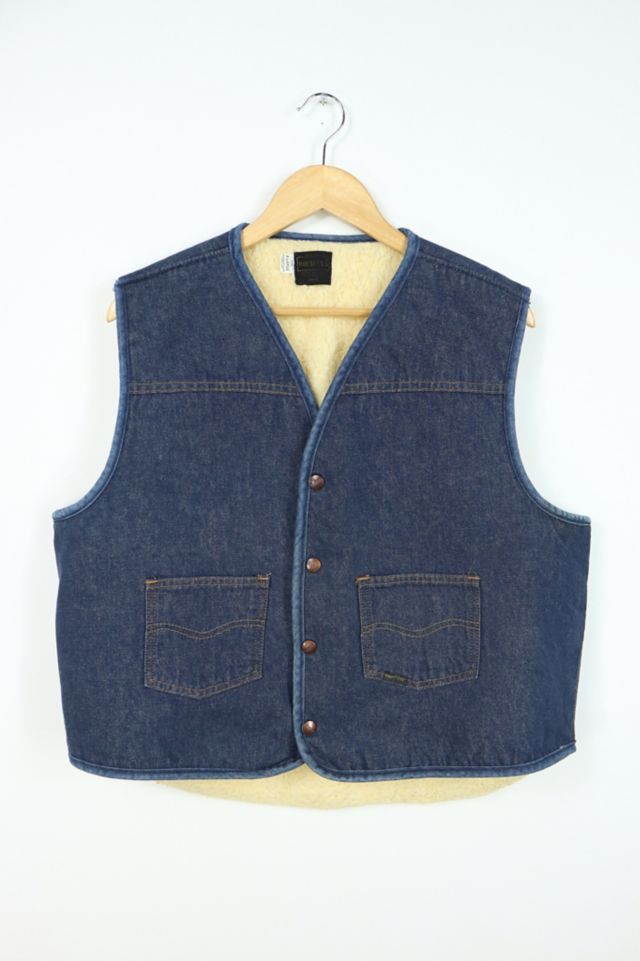 Vintage Sherpa Lined Denim Vest 01 Urban Outfitters