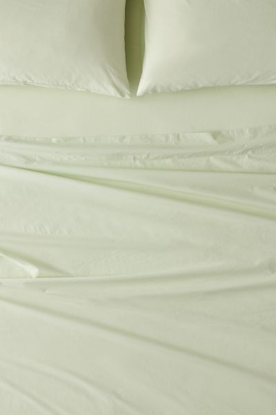 Urban Outfitters Breezy Cotton Percale Sheet Set In Olive At