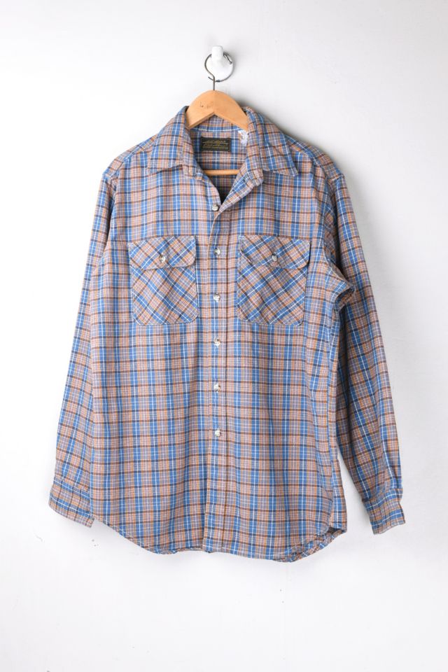 Vintage 90s Burnt-Orange & Blue Plaid Flannel Button-Down | Urban ...