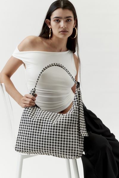 Baggu Nylon Shoulder Bag In Black/white Gingham, Women's At Urban Outfitters