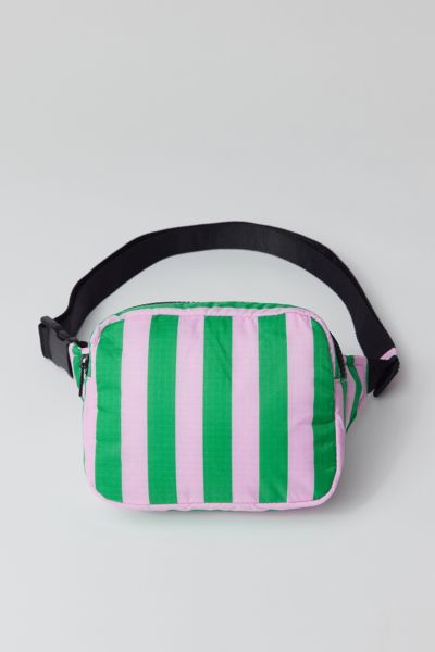 Baggu Puffy Fanny Pack In Pink/green Awning Stripe