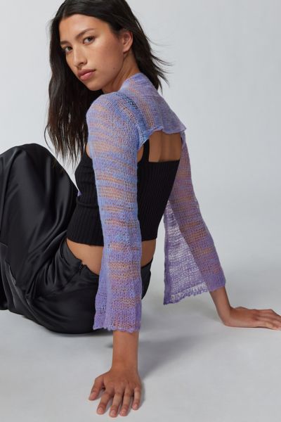 Urban Outfitters Camille Knit Shrug Cardigan In Purple