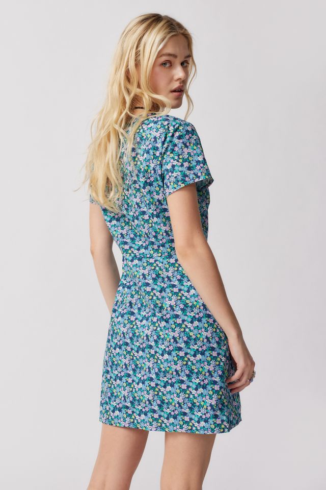 Robe Mini Glamour à Manches Courtes Floral #3