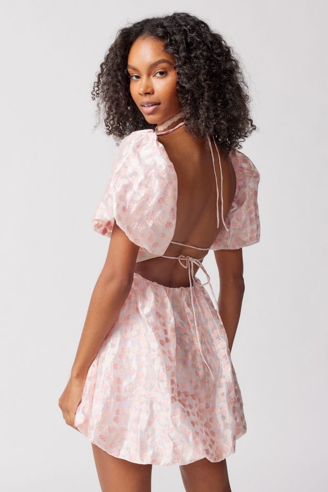 strapless open back dress Pink Floral Mini Dress – V-Neck Boho Summer Dress with Batwing Sleeves –  Boho Beach Hut main image 1