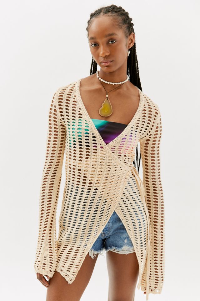 UO Missy Open-Knit Asymmetrical Cardigan | Urban Outfitters Canada