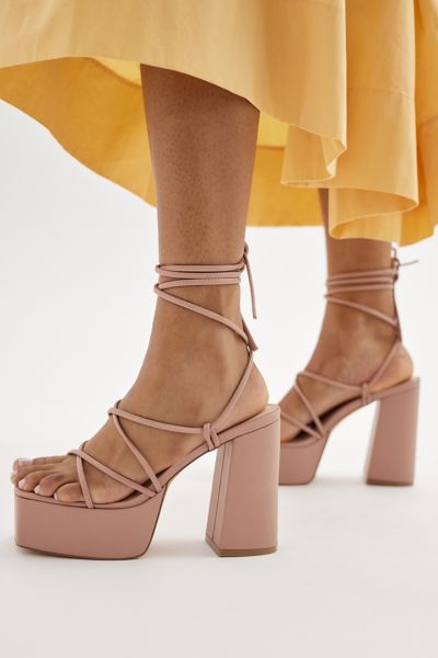 Urban Outfitters Uo Polly Strappy Platform Heel In Beige