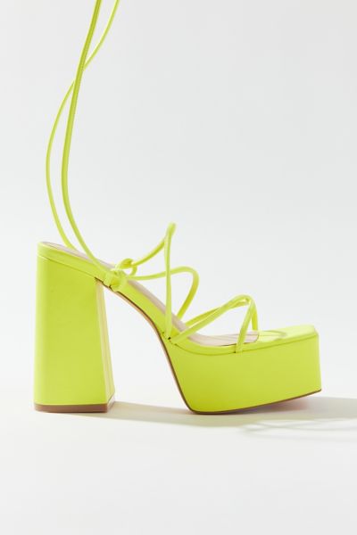 Urban Outfitters Uo Polly Strappy Platform Heel In Lime