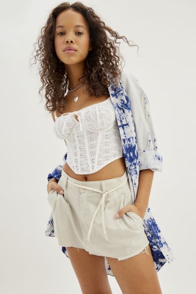 Urban Outfitters Archive Off White Lace Eyelet Corset Top