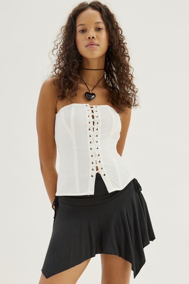 Out From Under Amour Lace Lace-up Corset In Olive At Urban Outfitters in  Brown