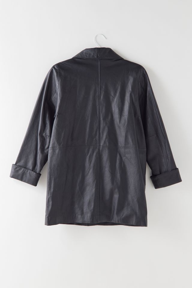 Vintage Rounded Collar Leather Jacket #1